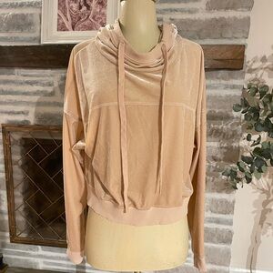Blush Pink Velvet Cowl Neck Sweater